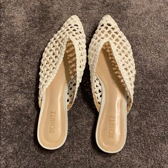 Schultz Shoes - Schutz white woven slides! PRICE DROP